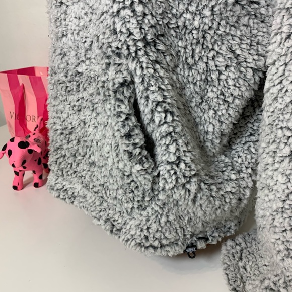 PINK VS SHERPA FUNNEL NECK HOODIE PULLOVER - Picture 5 of 7